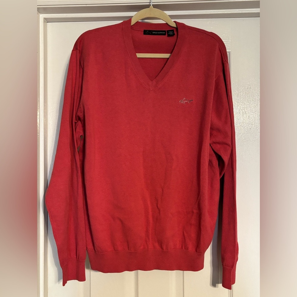🦈Greg Norman🦈 Men's Pink/Red V-Neck Sweater